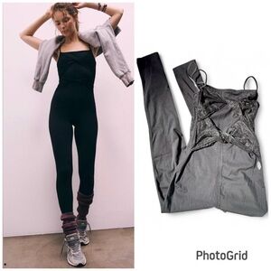 New! Free People  Lace Me Up Onesie Black size Small